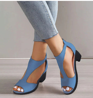 Elegant Women’s Peep-Toe High Heel Sandals with Back Zip