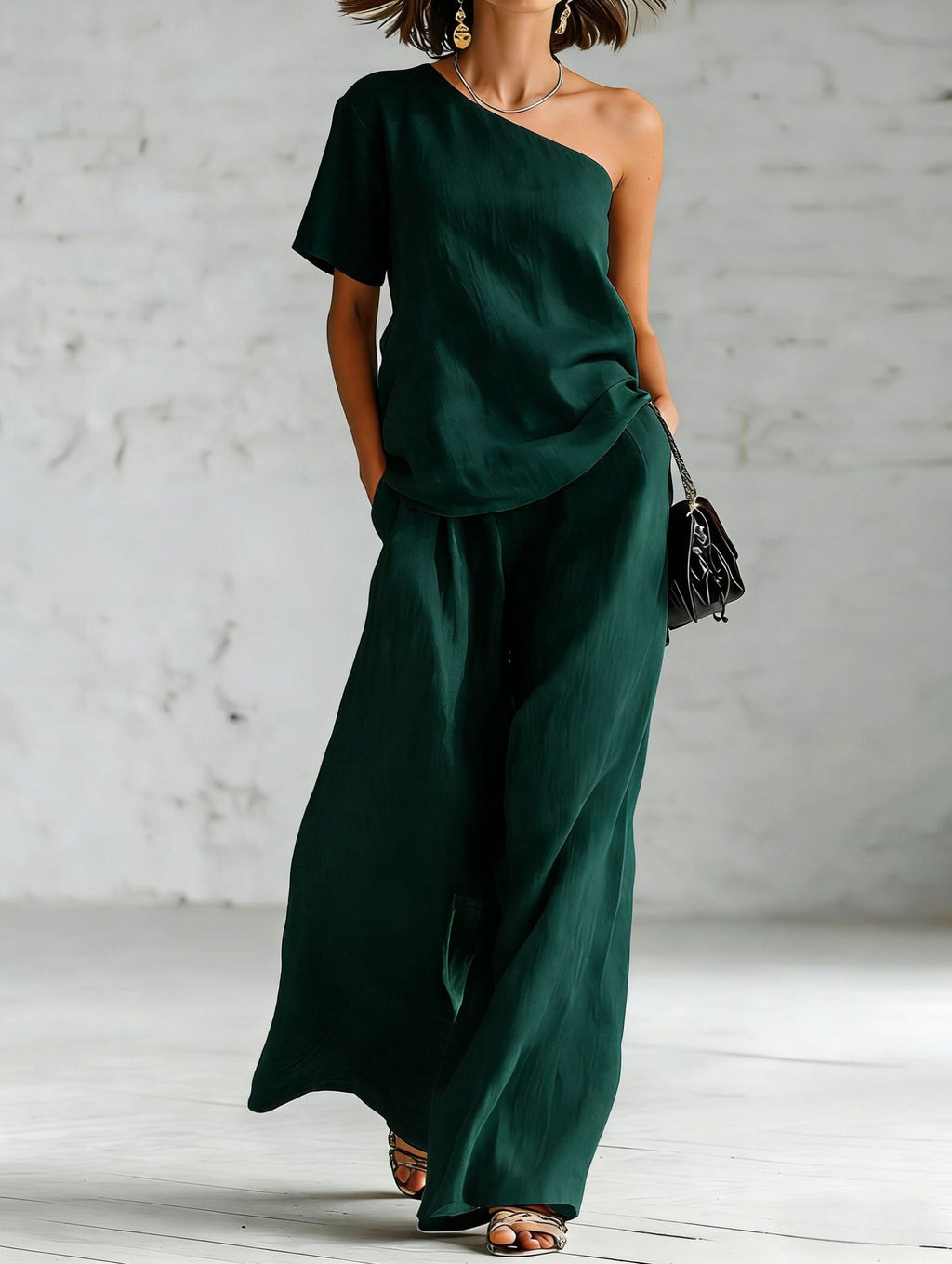 Fashion Top And Wide-leg Pants Casual Set