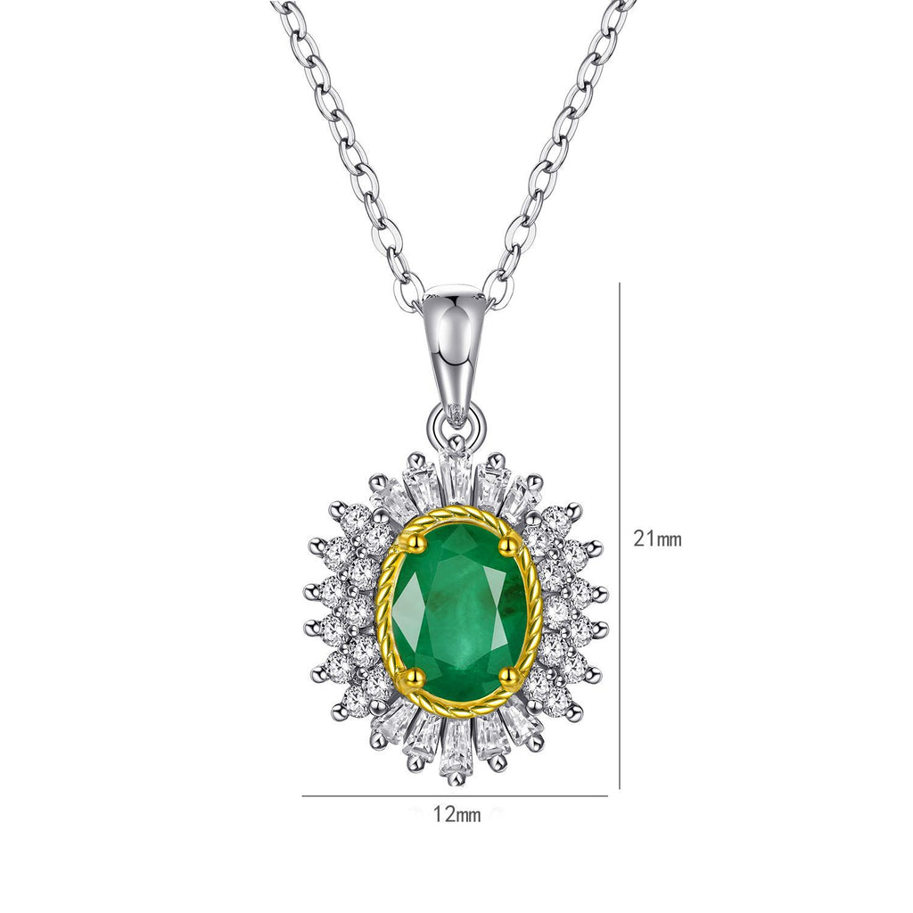 Natural Emerald Pendant Feminine Minority Design Jewelry S925 Silver Chain