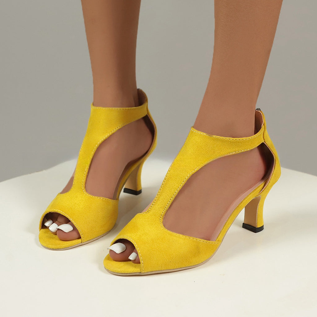 Elegant Women’s Peep-Toe High Heel Sandals with Back Zip