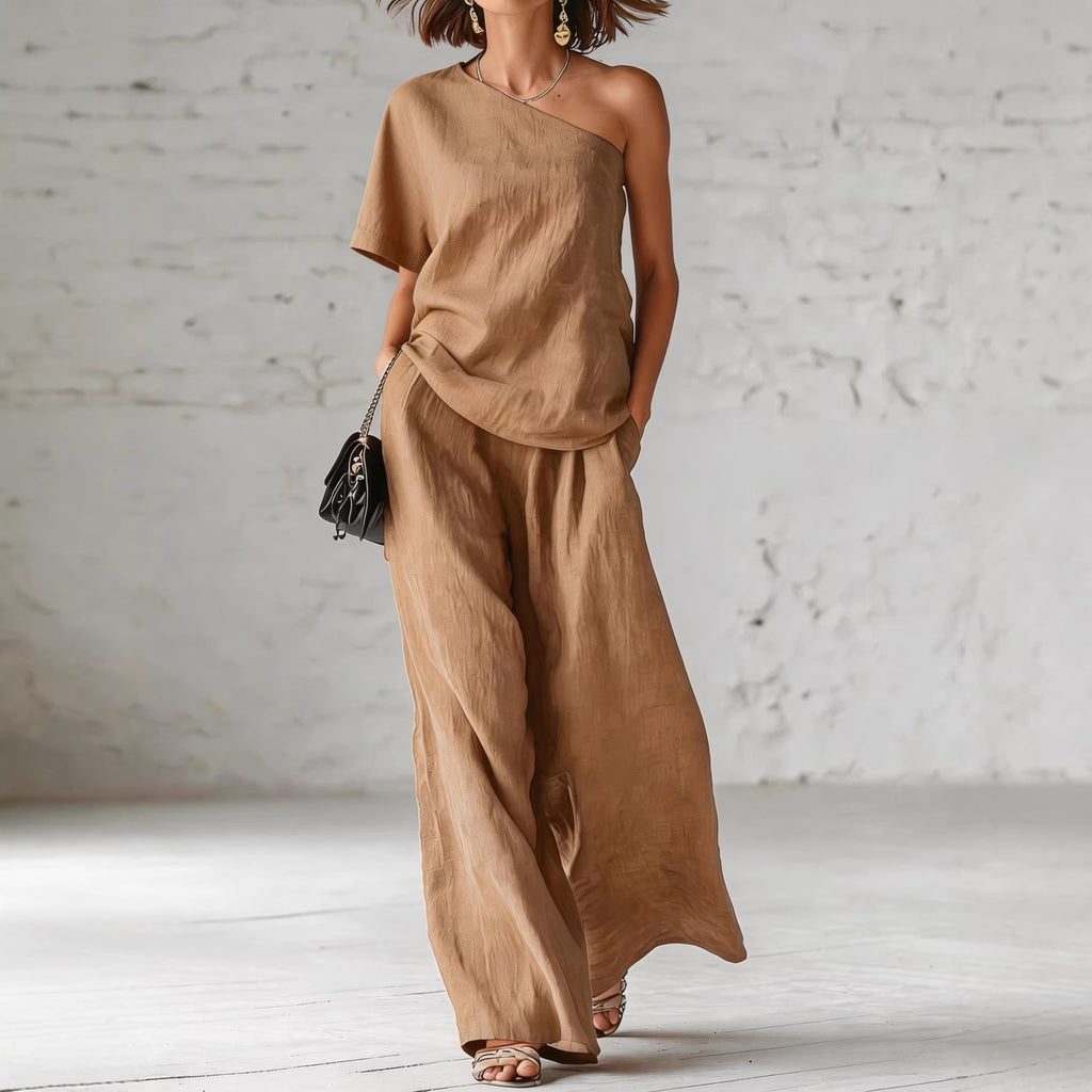 Fashion Top And Wide-leg Pants Casual Set