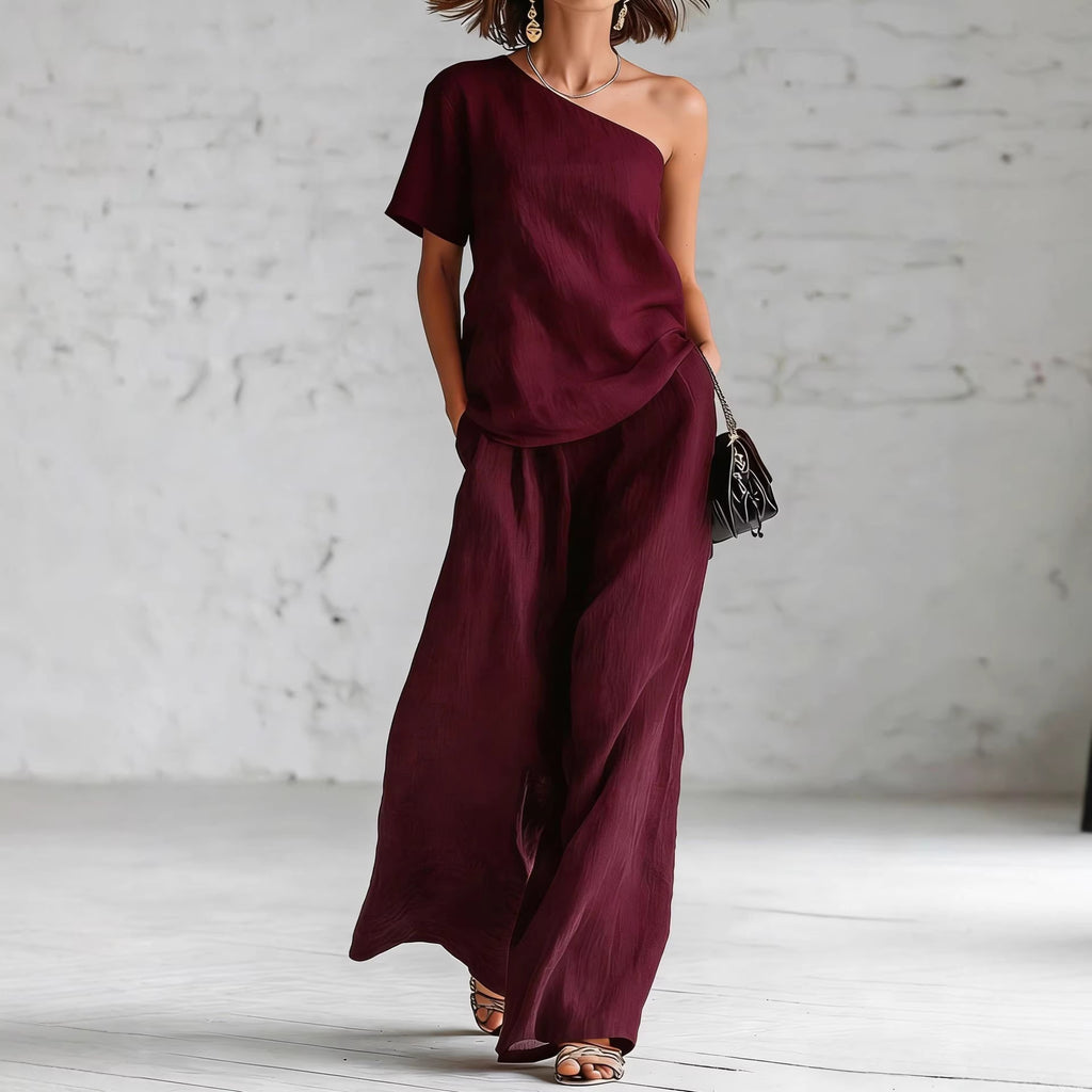 Fashion Top And Wide-leg Pants Casual Set