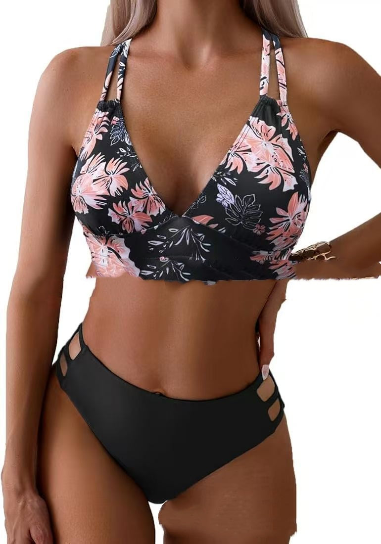 V-neck Halter Bikini Split Swimsuit