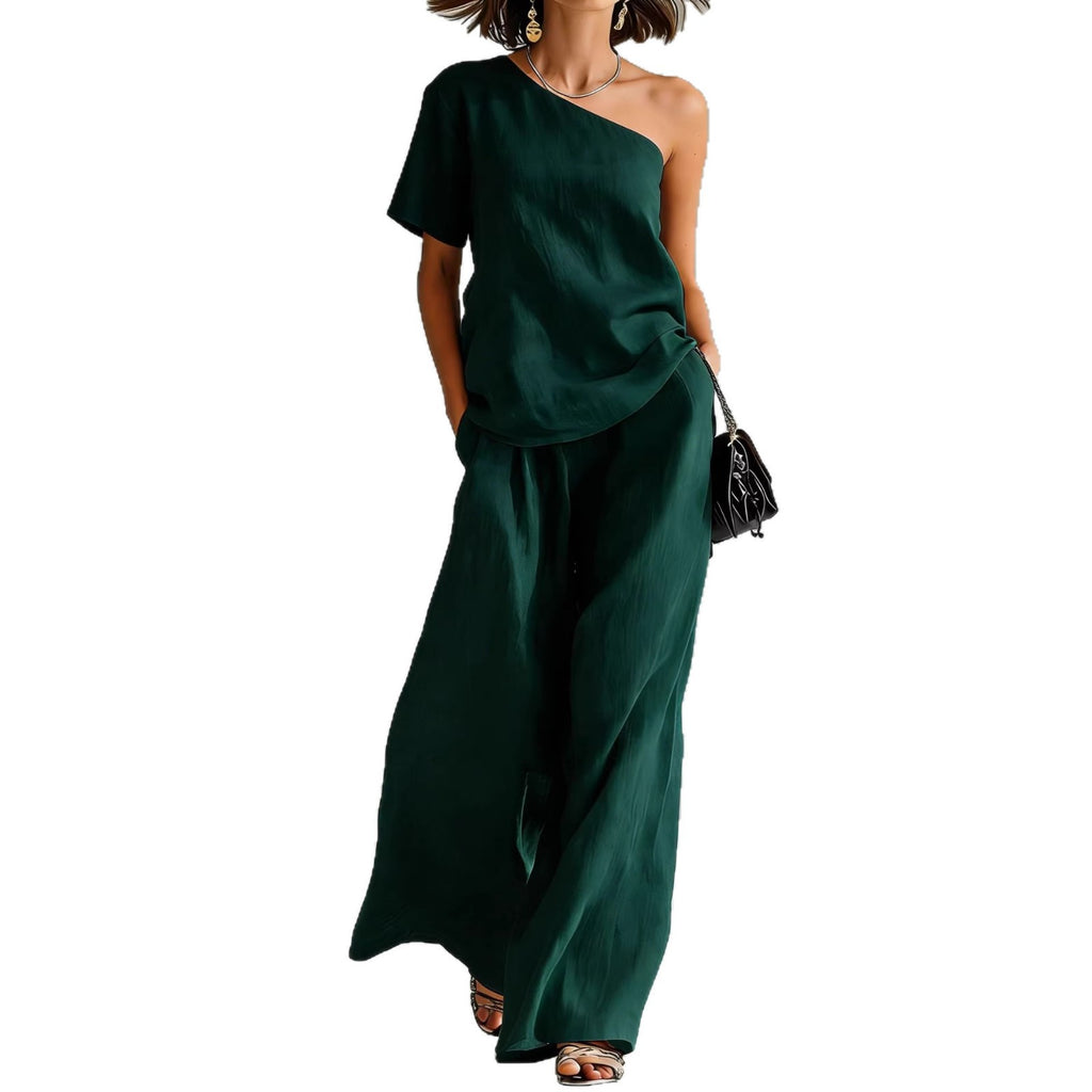 Fashion Top And Wide-leg Pants Casual Set
