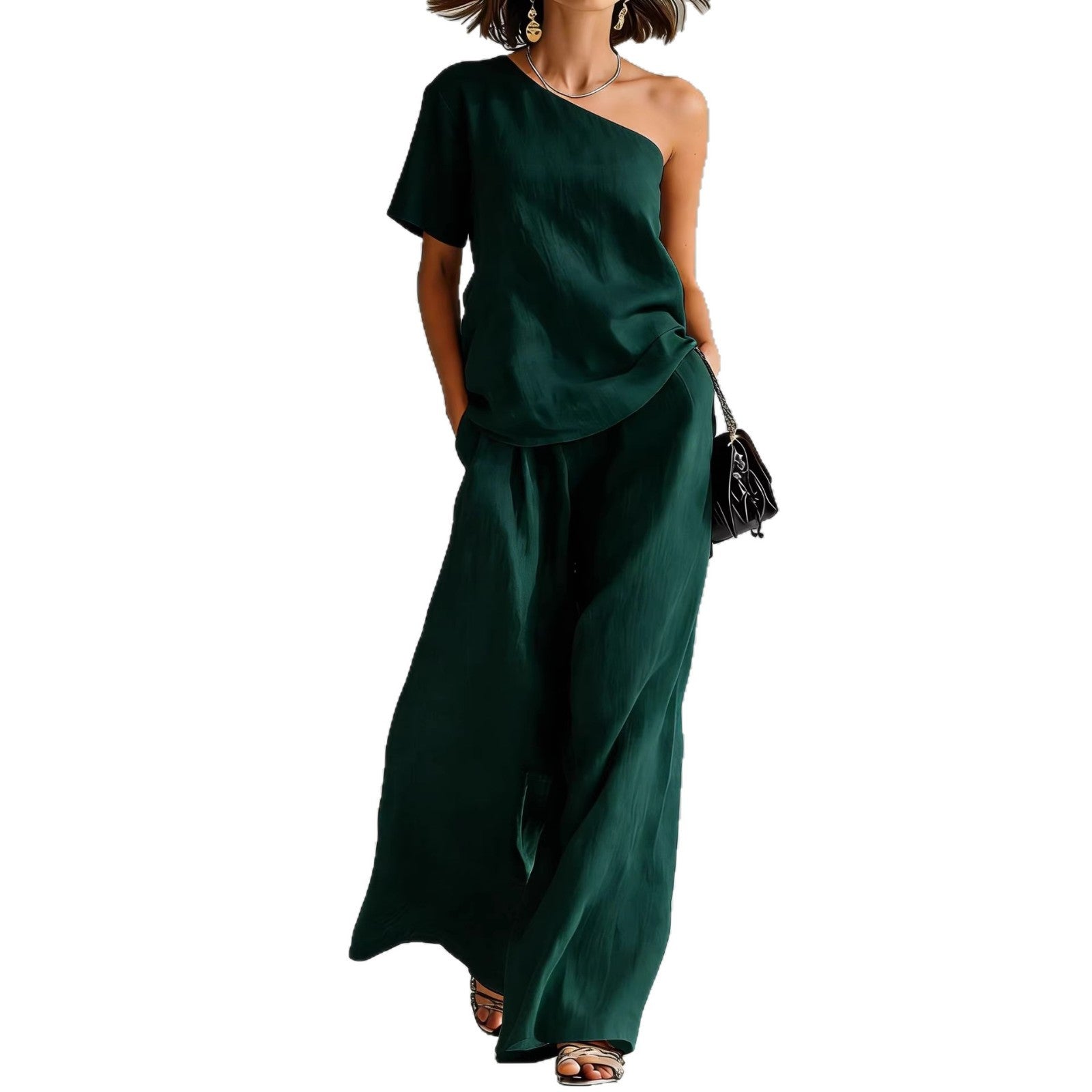 Fashion Top And Wide-leg Pants Casual Set