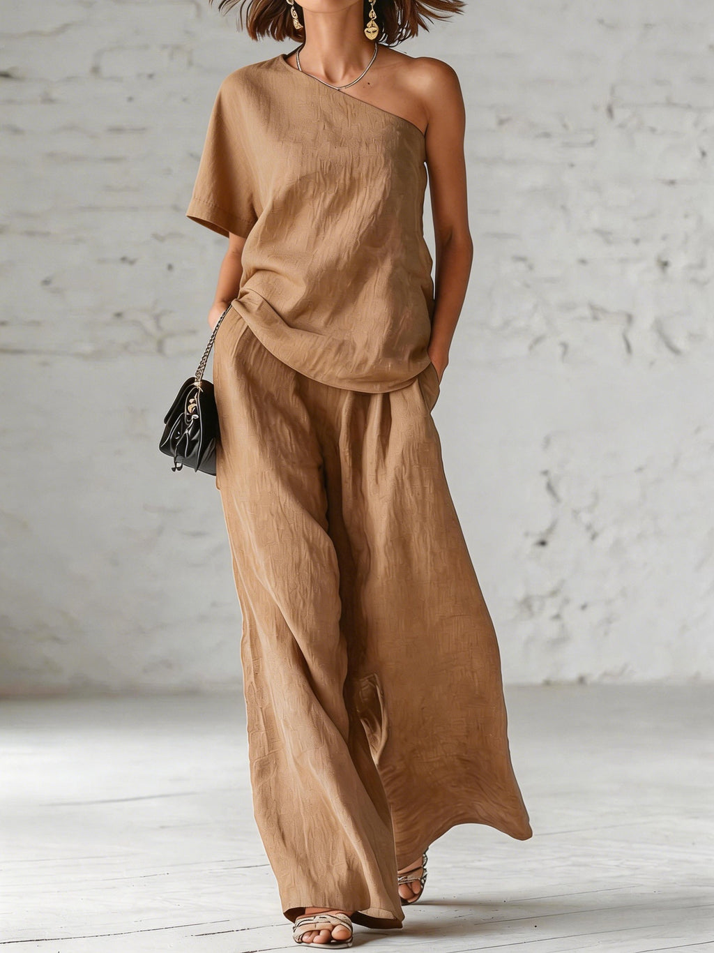Fashion Top And Wide-leg Pants Casual Set