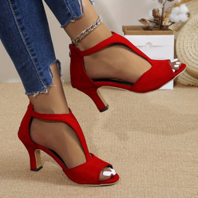 Elegant Women’s Peep-Toe High Heel Sandals with Back Zip