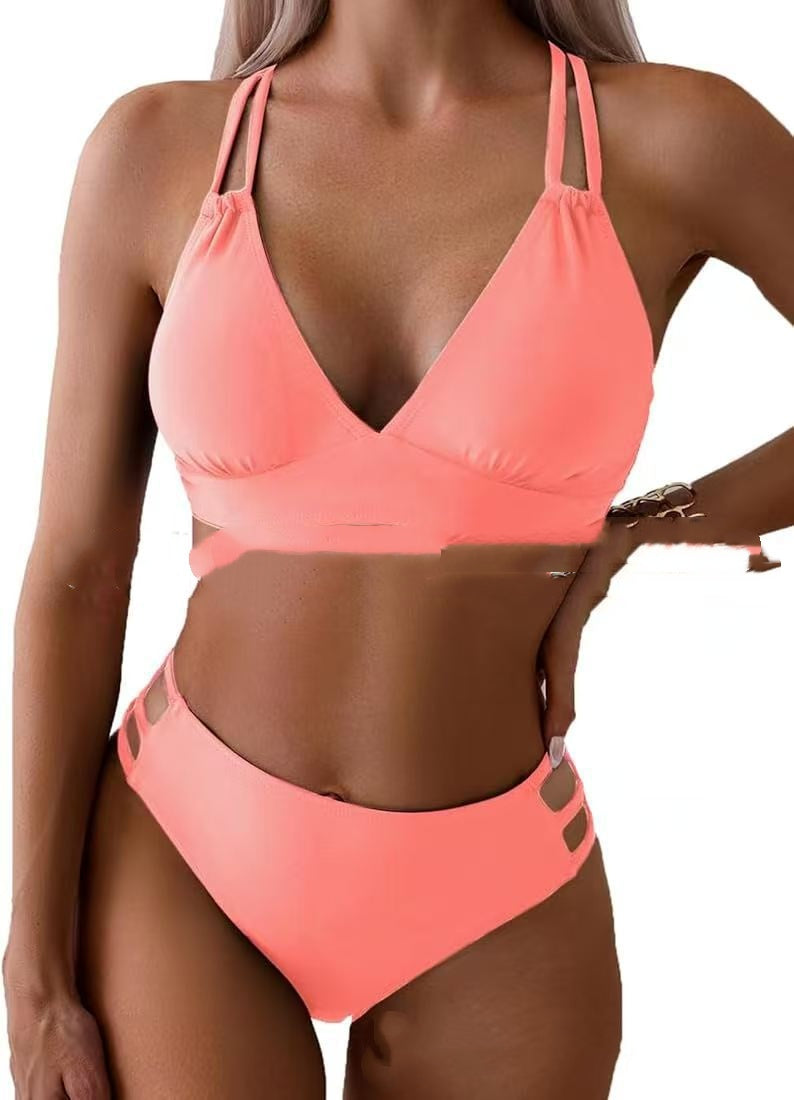 V-neck Halter Bikini Split Swimsuit