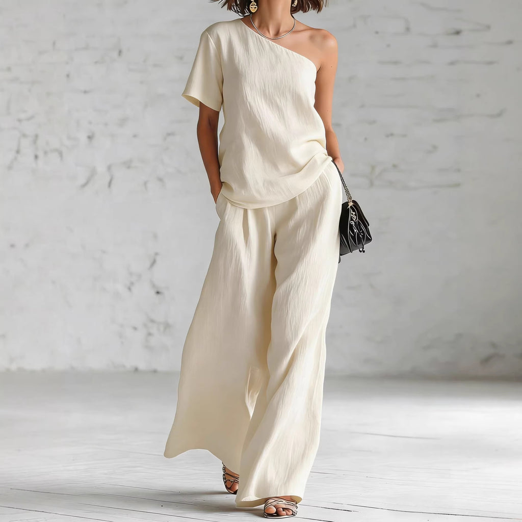 Fashion Top And Wide-leg Pants Casual Set